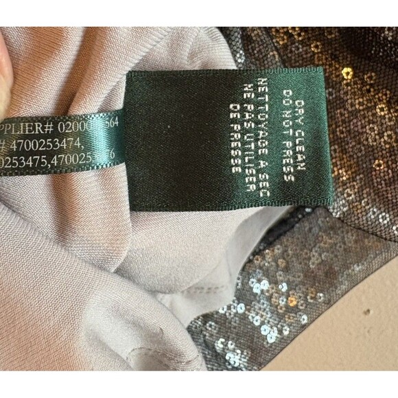 Ralph Lauren‎ Black Gray Sequined Mesh Ruched Sheath Cocktail Party Dress Size 8 - Picture 7 of 13